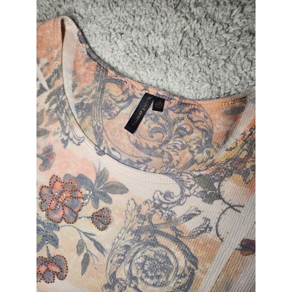 Susan Lawrence Y2K Floral Rhinestone Embellished Top Women’s Blouse VTG Sz 2x - Picture 2 of 4